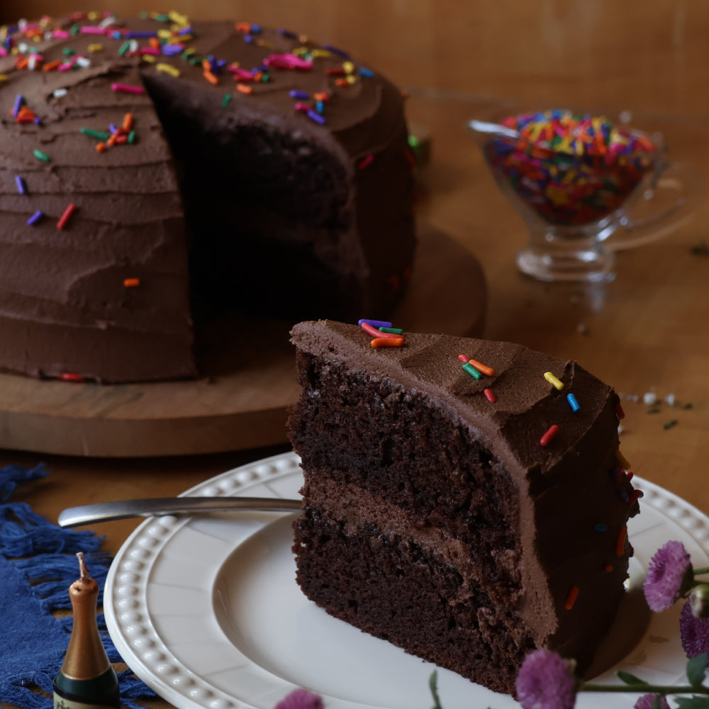 Chocolate Cake With Buttercream Frosting & Sprinkles