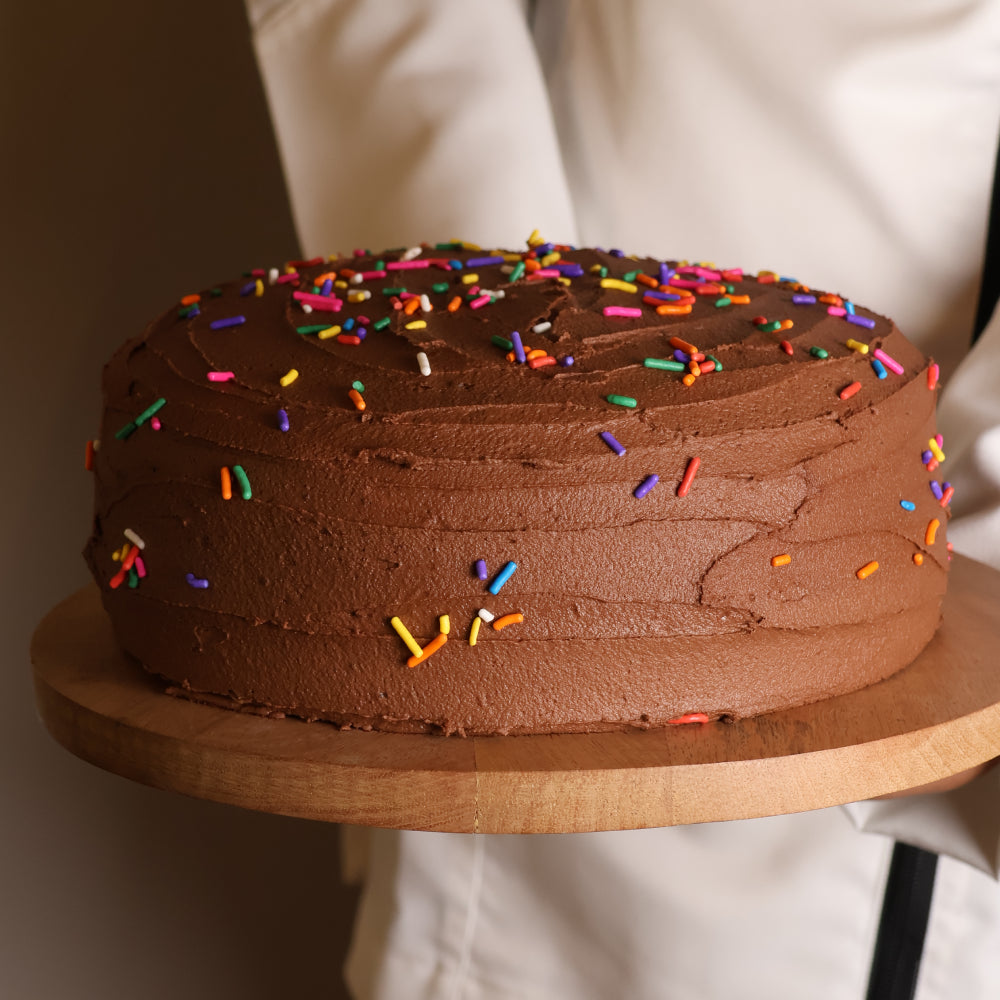 Chocolate Cake With Buttercream Frosting &amp; Sprinkles