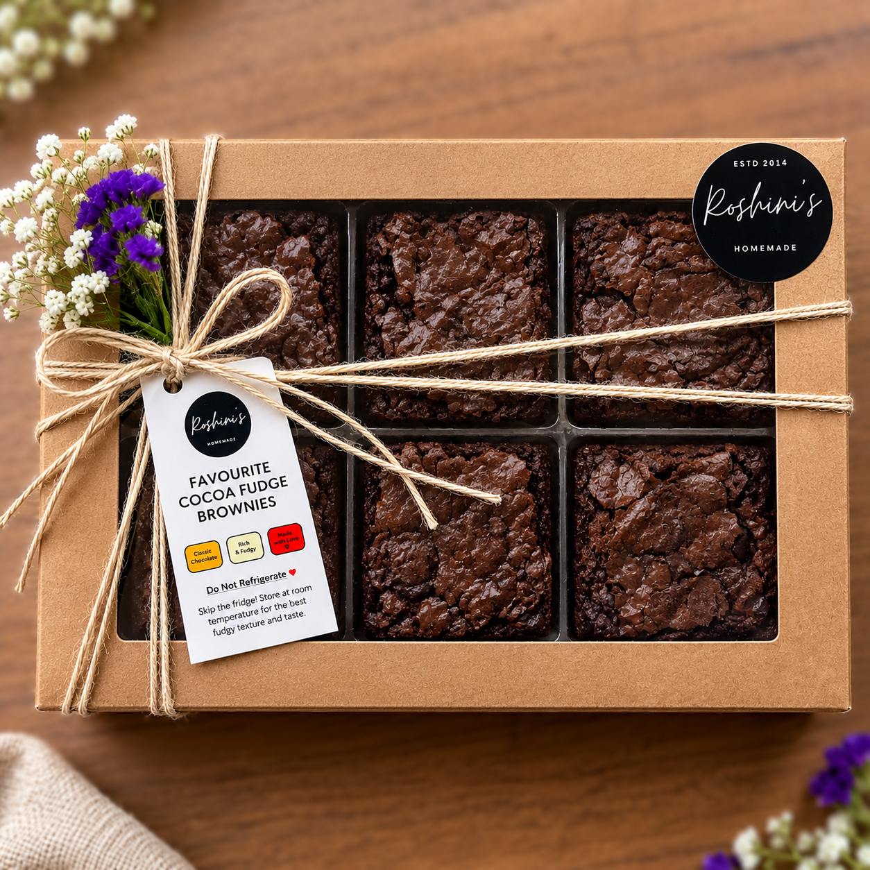 6 Brownie Pieces - Gift Box